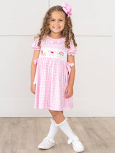 Load image into Gallery viewer, Pink Christmas Eve Smocked Plaid Bow Dress