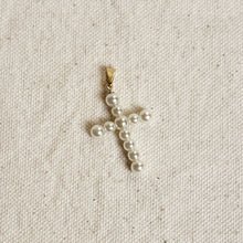 Load image into Gallery viewer, 18k Gold Filled Pearl Cross Pendant