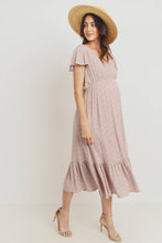 Load image into Gallery viewer, Flutter Sleeve V-Neck Maternity Ruffle Midi Dress