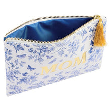 Load image into Gallery viewer, Mom Blue Floral Zipper Pouch