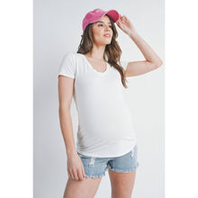Load image into Gallery viewer, Ivory V-Neck Short Sleeve Maternity T-Shirt