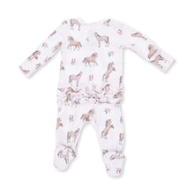 Load image into Gallery viewer, I Love Horses 2 Way Ruffle Back Zipper Footie