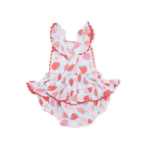 Load image into Gallery viewer, Strawberry Bliss Ric Rac Ruffle Sunsuit