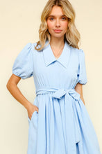 Load image into Gallery viewer, Cora Collar Short Sleeve Flare Solid Dress