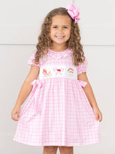 Load image into Gallery viewer, Pink Christmas Eve Smocked Plaid Bow Dress