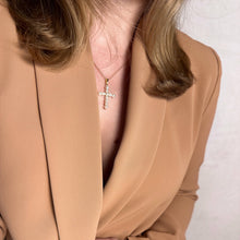 Load image into Gallery viewer, 18k Gold Filled Pearl Cross Pendant