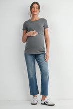 Load image into Gallery viewer, Short Sleeve Maternity Nursing T-Shirt with Front Panel in Olive