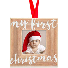 Load image into Gallery viewer, My First Christmas Holiday Wooden Picture Frame Ornament