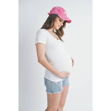 Load image into Gallery viewer, Ivory V-Neck Short Sleeve Maternity T-Shirt