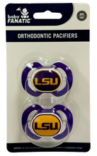Load image into Gallery viewer, BabyFanatic Unisex LSU Pacifiers (2 Pack)