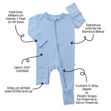 Load image into Gallery viewer, Lillian Trisomy 18 Blue Bamboo Convertible Footie