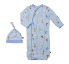 Load image into Gallery viewer, Ready Jet Go Modal Magnetic Cozy Sleeper Gown + Hat Set