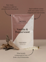 Load image into Gallery viewer, Sustainable Candle Refill Kit - NOTES Vanilla & Pepperwood