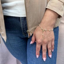Load image into Gallery viewer, 18k Gold Filled Pearl & Figaro Rosary Bracelet