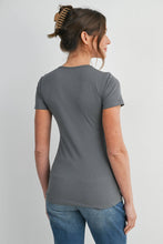 Load image into Gallery viewer, Short Sleeve Maternity Nursing T-Shirt with Front Panel in Olive