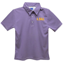 Load image into Gallery viewer, LSU Tigers Embroidered Purple Stripes Polo Shirt