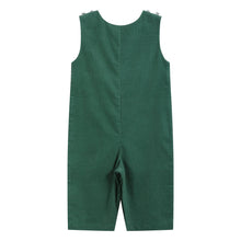 Load image into Gallery viewer, Green Corduroy Santa Smocked Overalls