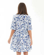 Load image into Gallery viewer, Bella Linen Dress White / Lapis