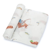 Load image into Gallery viewer, Gone Fishing Baby Muslin Cotton Blanket