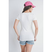 Load image into Gallery viewer, Ivory V-Neck Short Sleeve Maternity T-Shirt