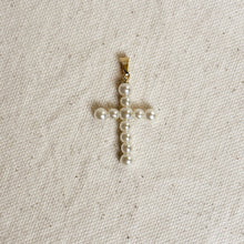 Load image into Gallery viewer, 18k Gold Filled Pearl Cross Pendant