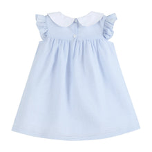 Load image into Gallery viewer, Light Blue Easter Bunny Ruffle Yoke Dress