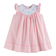 Load image into Gallery viewer, Pretty Pink Easter Bunny Smocked Bishop Dress