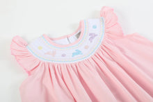 Load image into Gallery viewer, Pretty Pink Easter Bunny Smocked Bishop Dress