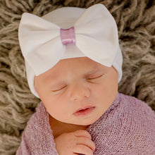 Load image into Gallery viewer, White Newborn Hat with Ribbon