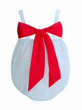 Load image into Gallery viewer, Jesse Blue Windowpane Seersucker Smocked Crawfish Bubble
