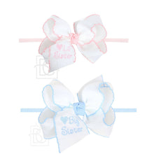 Load image into Gallery viewer, 1/4" Pantyhose Headband w/ Embroidered Lil Sister Bow
