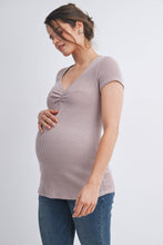 Load image into Gallery viewer, Ribbed Sweetheart-Neckline Maternity Top
