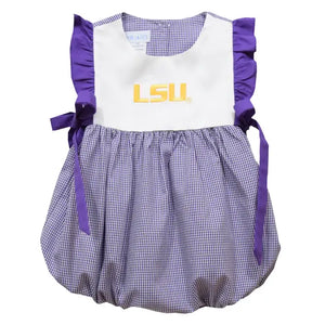 LSU Tigers  Embroidered Purple Gingham Girls