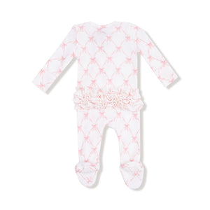 Ribbon Bow Trellis 2 Way Ruffle Zipper Footie