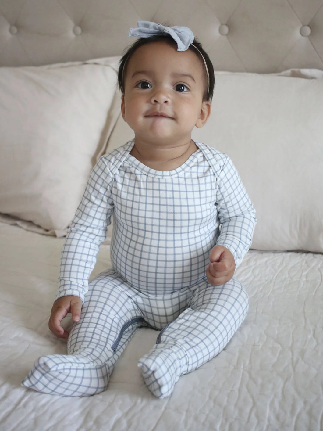 Günamüna Checkmate Dusty Blue Convertible Pajamas