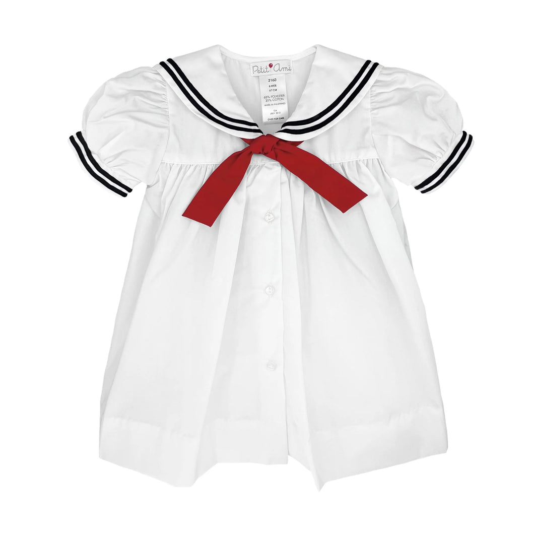 Petit Ami Nautical Sailor Dress in White #2160