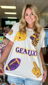 Purple/Gold Let's Geaux Sequin Shirt