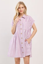 Load image into Gallery viewer, Tabby Tunic Striped Button Down Dress
