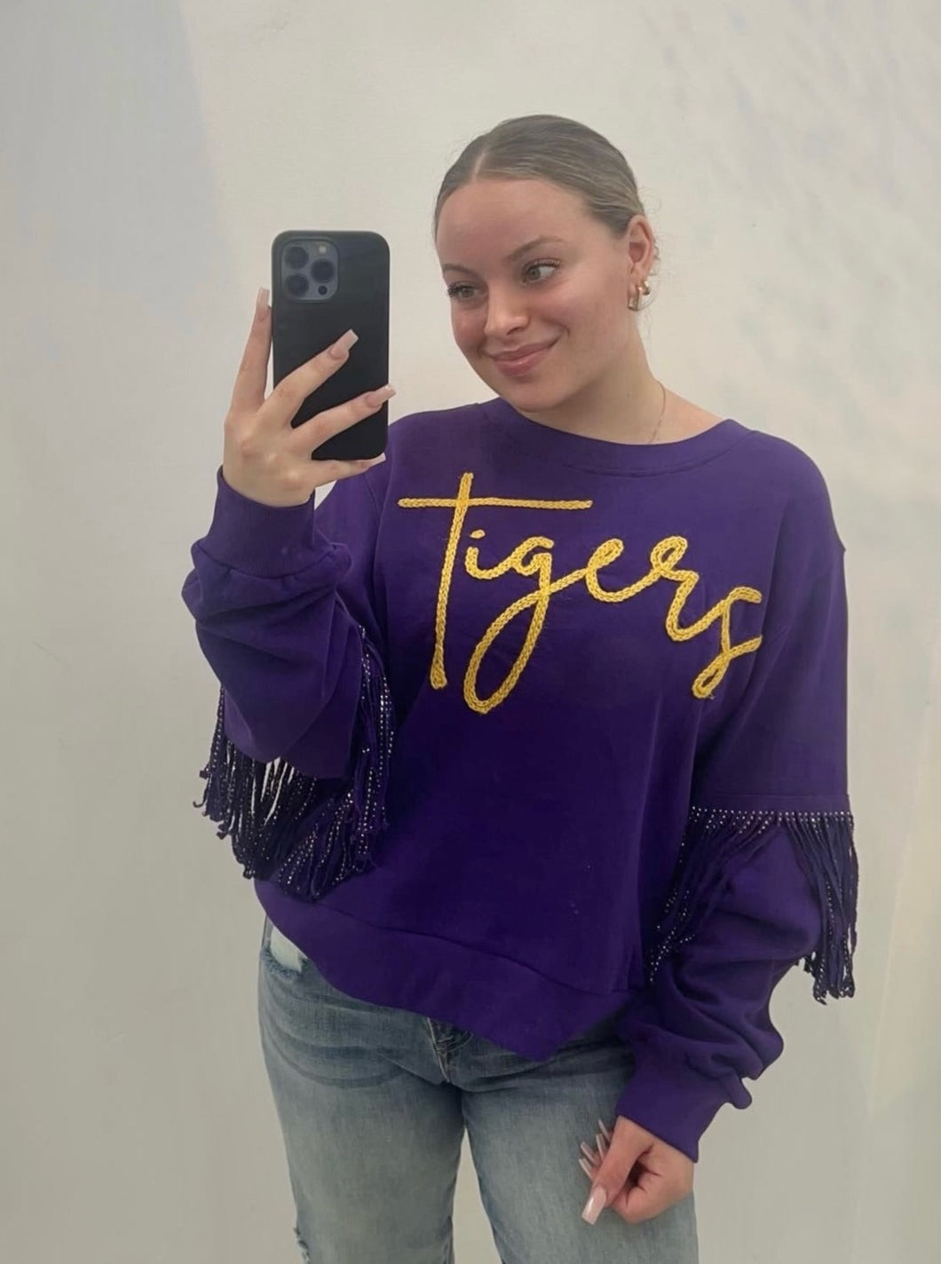 LSU Fringed Sweatshirt
