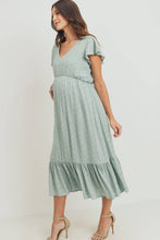 Load image into Gallery viewer, Flutter Sleeve V-Neck Maternity Ruffle Midi Dress
