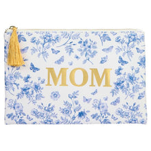 Load image into Gallery viewer, Mom Blue Floral Zipper Pouch
