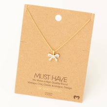 Load image into Gallery viewer, Rhinestone Ribbon Bow Pendant Necklace
