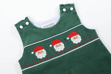 Load image into Gallery viewer, Green Corduroy Santa Smocked Overalls

