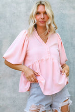 Load image into Gallery viewer, Bells Balloon Short Sleeve Babydoll Solid Top
