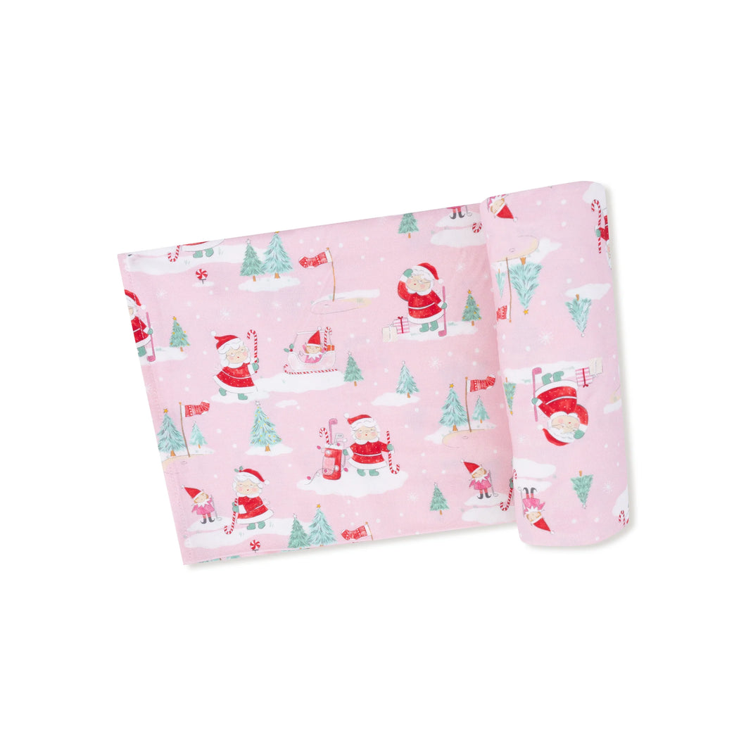 Golfing Mrs. Claus and Elves Swaddle Blanket