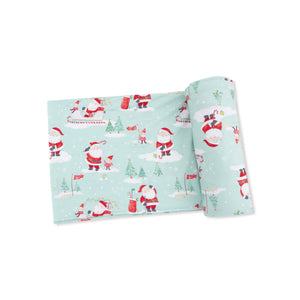 Golfing Santa and Elves Swaddle Blanket