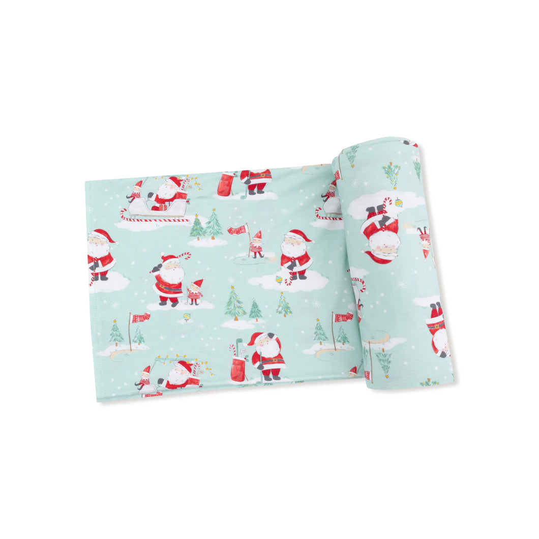 Golfing Santa and Elves Swaddle Blanket