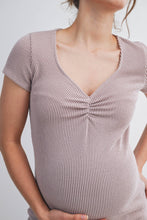 Load image into Gallery viewer, Ribbed Sweetheart-Neckline Maternity Top
