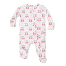Load image into Gallery viewer, Sweet Strawberries 2 Way Ruffle Back Zipper Footie
