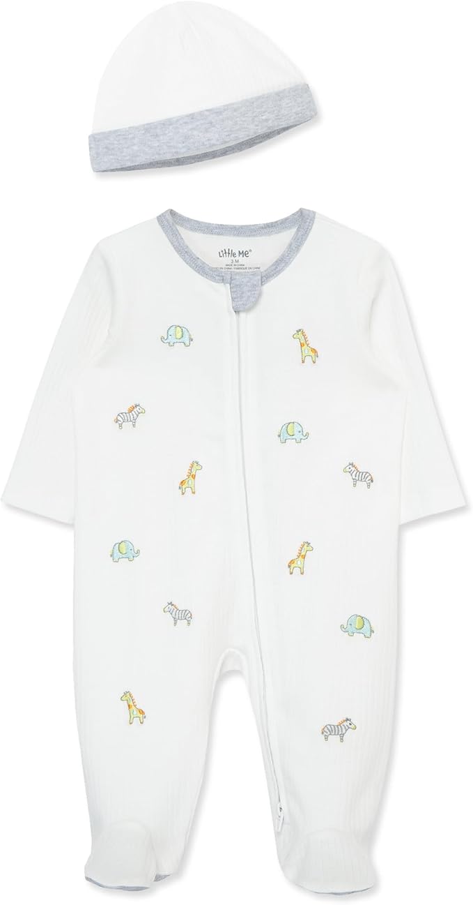 Safari 2-Way-Zip Footed One-Piece And Hat